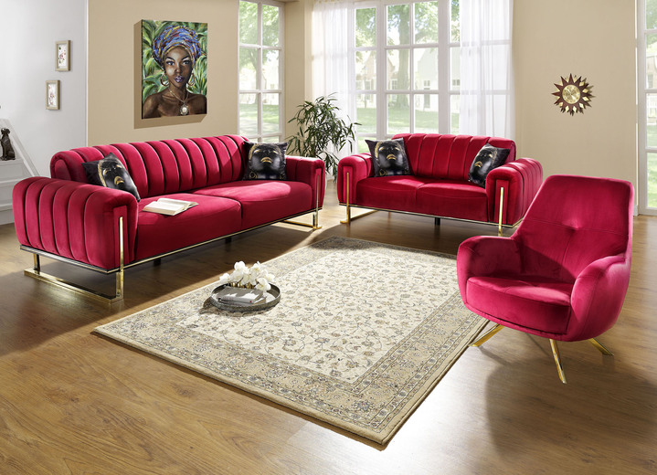 Polstergruppen - Frei im Raum aufstellbare Polstermöbel mit stabilem Metallgestell, in Farbe BORDEAUX, in Ausführung Sessel Ansicht 1