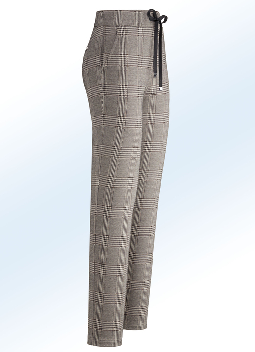 Damenmode - Jerseyhose in aktuellen Karodessinierungen, in Größe 018 bis 056, in Farbe BRAUN-SCHWARZ Ansicht 1