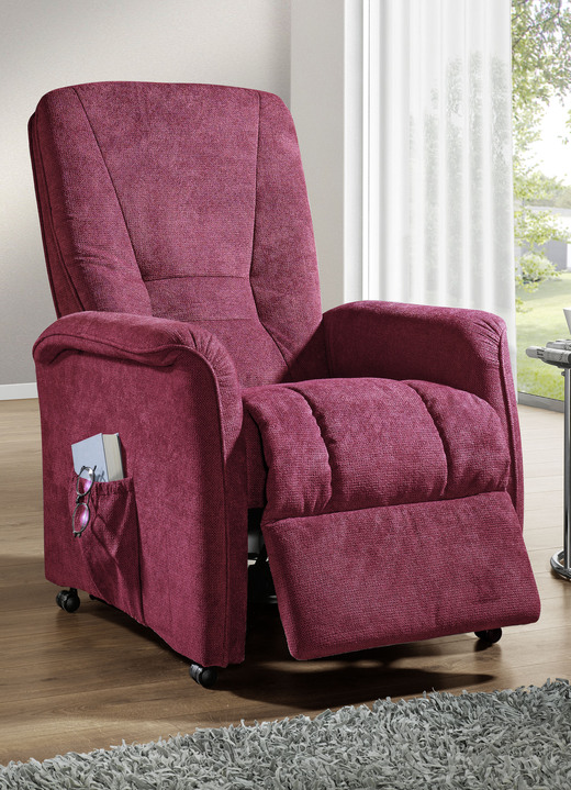 TV-Sessel / Relax-Sessel - Bequemer TV-Sessel auf stabilem Holzgrundgestell, in Farbe ROT, in Ausführung TV-Sessel, mechanisch Ansicht 1