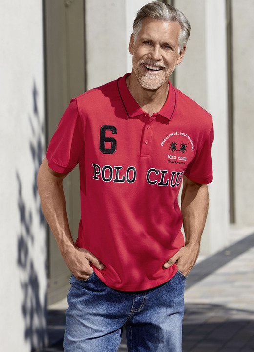 Shirts - Poloshirt in 2 Farben, in Größe 046 bis 062, in Farbe ROT Ansicht 1