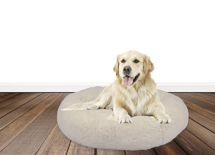 Praktische Hilfsmittel - Ultraflauschiges Hunde-/Katzenbett aus Premiumplüsch, in Farbe BEIGE, in Ausführung Größe S: ø 58 cm Ansicht 1