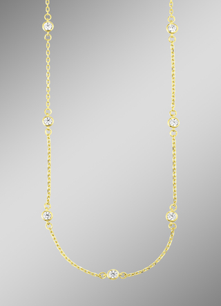 Schicke Anker-Halskette aus Gold 585/- fein mit synth. Zirkonia