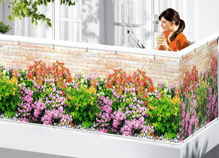 Sichtschutz - Bedruckter Balkon-Sichtschutz, in Farbe BUNT, in Ausführung Blumen Ansicht 1