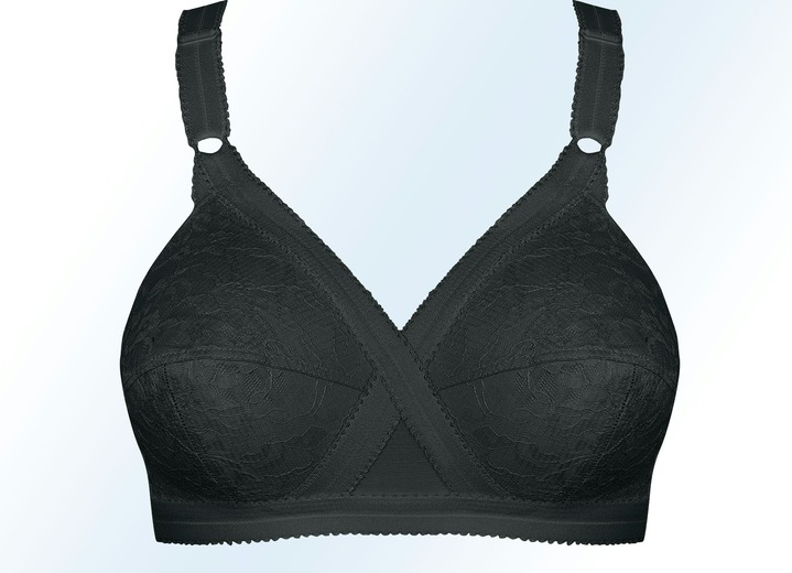 BH ohne Formbügel - Playtex BH in Zauberkreuz-Schnittform, in Größe 075 bis 105, in Cup B, in Farbe SCHWARZ, in Ausführung Einzeln Ansicht 1
