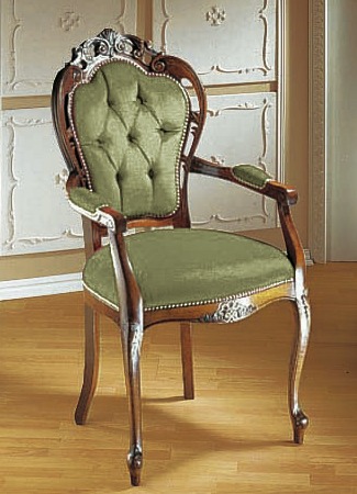Stühle & Sitzbänke - Elegante Esszimmer-Stühle oder Sessel, in Farbe GRÜN/NUSSBAUM, in Ausführung Sessel Ansicht 1
