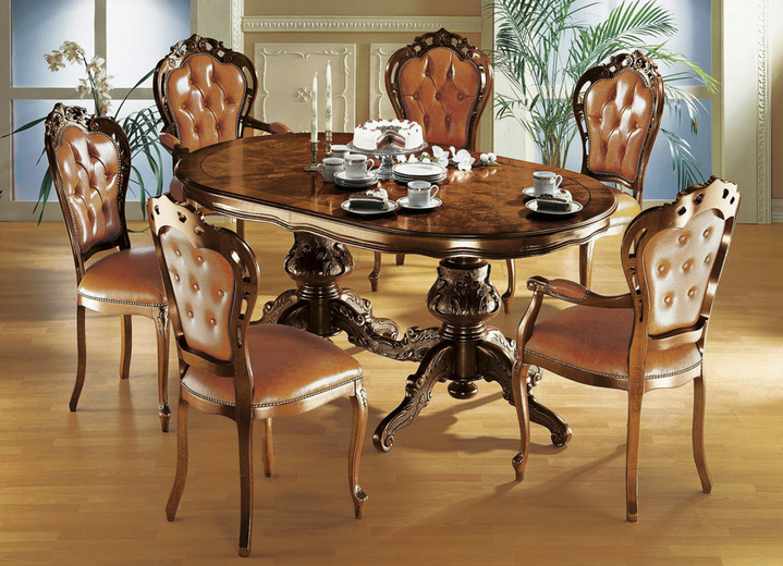 Stühle & Sitzbänke - Esszimmer-Stühle und Sessel mit Lederbezug, in Farbe GRÜN-NUSSBAUM, in Ausführung Ledersessel Ansicht 1