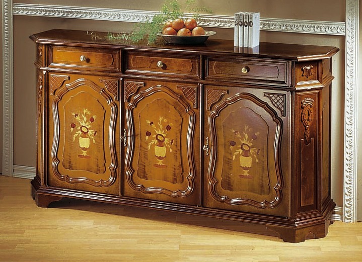 Stilmöbel - Teilmassive, nussbaumfarben furnierte Kommoden , in Farbe NUSSBAUM, in Ausführung Eck-Kommode Ansicht 1