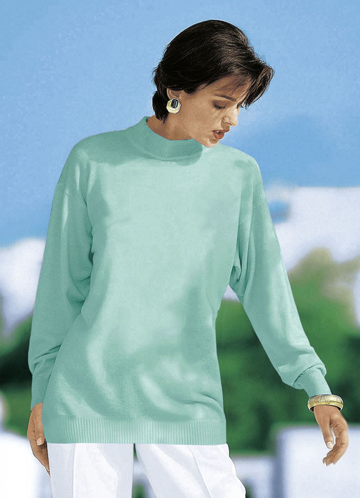 Langarm - Pullover in Feinstrick mit Schurwolle, in Größe 036 bis 050, in Farbe MINT Ansicht 1