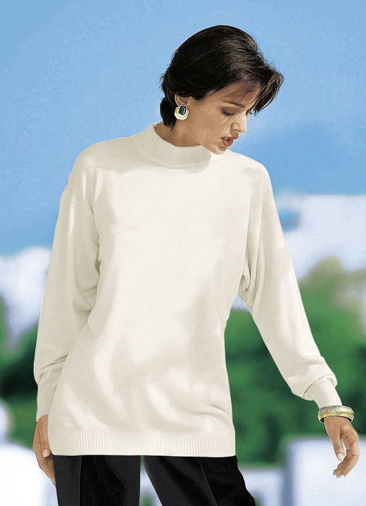 Langarm - Pullover in Feinstrick mit Schurwolle Langarm - Pullover in Feinstrick mit Schurwolle, in Größe 036 bis 050, in Farbe NATURWEISS