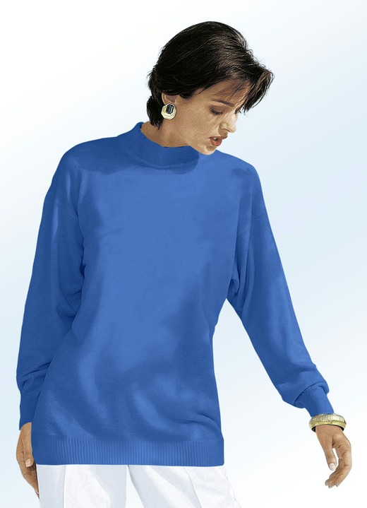 Langarm - Pullover in Feinstrick mit Schurwolle, in Größe 036 bis 050, in Farbe ROYALBLAU Ansicht 1
