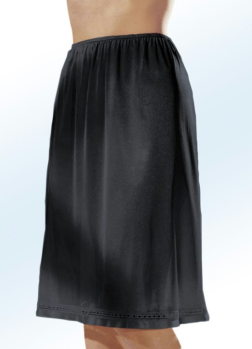 Damenmode - Zweierpack Unterröcke mit Hohlsaumrand, in Größe 036 bis 056, in Farbe 1X PUDER, 1X SCHWARZ Ansicht 1