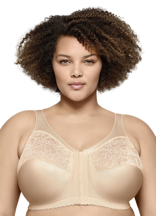 BH ohne Formbügel - Glamorise Stütz-BH mit Vorderverschluss, in Größe 085 bis 130, in Cup G, in Farbe BEIGE Ansicht 1