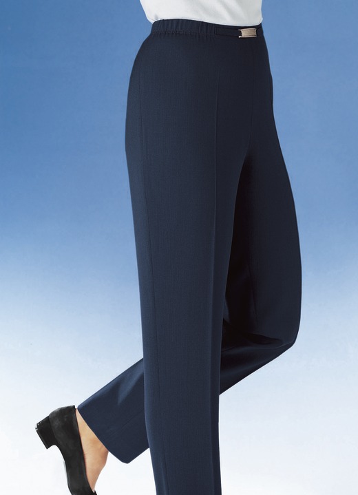 Hosen in Schlupfform - Hose mit Metallzier am Bund in 8 Farben, in Größe 018 bis 275, in Farbe MARINE Ansicht 1