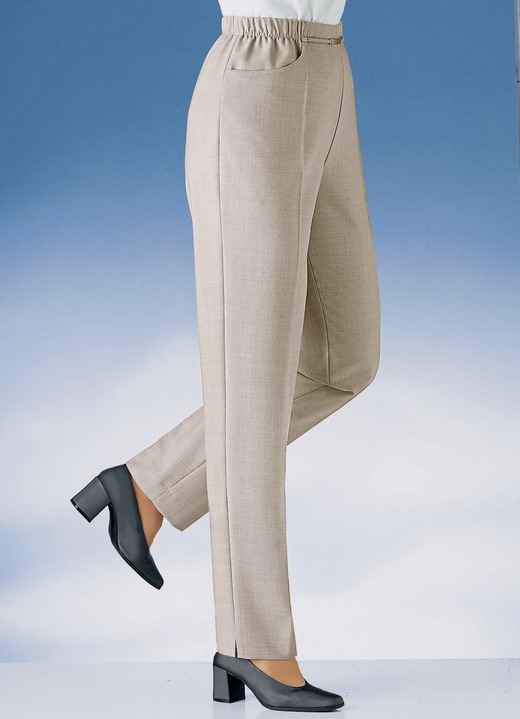 Hosen mit Knopf- und Reißverschluss - Hose in Schlupfform in 11 Farben, in Größe 019 bis 235, in Farbe SAND MELIERT Ansicht 1