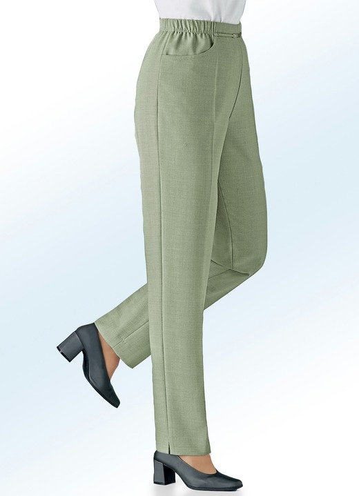 Hosen mit Knopf- und Reißverschluss - Hose in Schlupfform in 11 Farben, in Größe 019 bis 235, in Farbe SCHILF MELIERT Ansicht 1