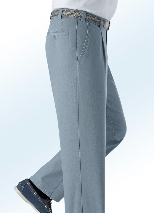 Jeans - Unterbauch-Jeans mit Gürtel in 2 Farben, in Größe 024 bis 060, in Farbe MITTELGRAU Ansicht 1