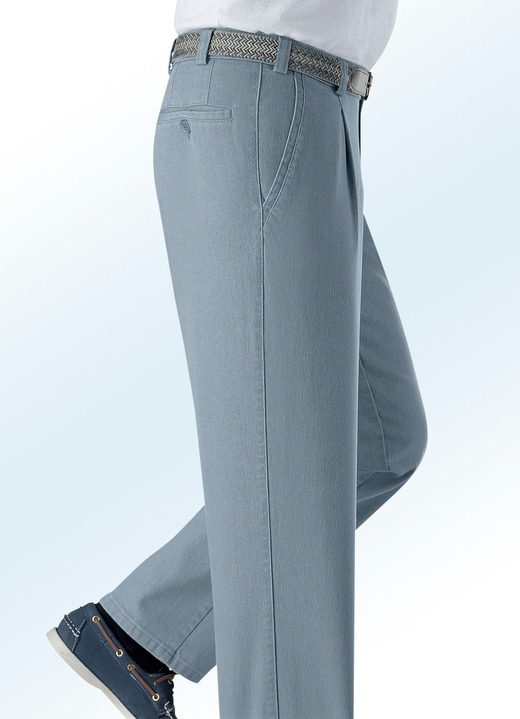 Jeans - Unterbauch-Jeans mit Gürtel in 3 Farben, in Größe 024 bis 060, in Farbe MITTELGRAU Ansicht 1
