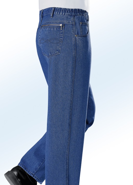 Jeans - Jeans mit Dehnbundeinsätzen in 3 Farben, in Größe 024 bis 062, in Farbe JEANSBLAU Ansicht 1