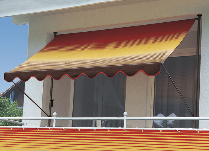 Sicht- & Sonnenschutz - Klemm-Markise mit innenliegendem Kettenantrieb, in Größe 150 (Breite 150 cm) bis 400 (Breite 400 cm), in Farbe BRAUN-ORANGE Ansicht 1