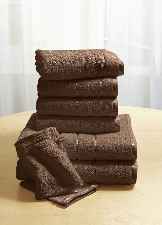 Handtücher - Weiche Walkfrottier-Handtücher aus dichtem Schingenflor, in Größe 200 (2 Handtücher, 50x90 cm) bis 210 (10-teiliges Sparset), in Farbe BRAUN Ansicht 1