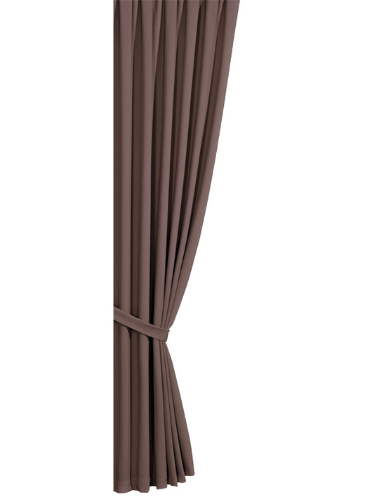 Klassisch - Verdunkelungs-Schals mit Universalschienenband, in Größe 119 (H150xB140 cm) bis 304 (2er-Pack Raffhalter, 80 cm), in Farbe BRAUN Ansicht 1