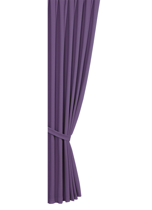 Klassisch - Verdunkelungs-Schals mit Universalschienenband, in Größe 119 (H150xB140 cm) bis 304 (2er-Pack Raffhalter, 80 cm), in Farbe FLIEDER Ansicht 1