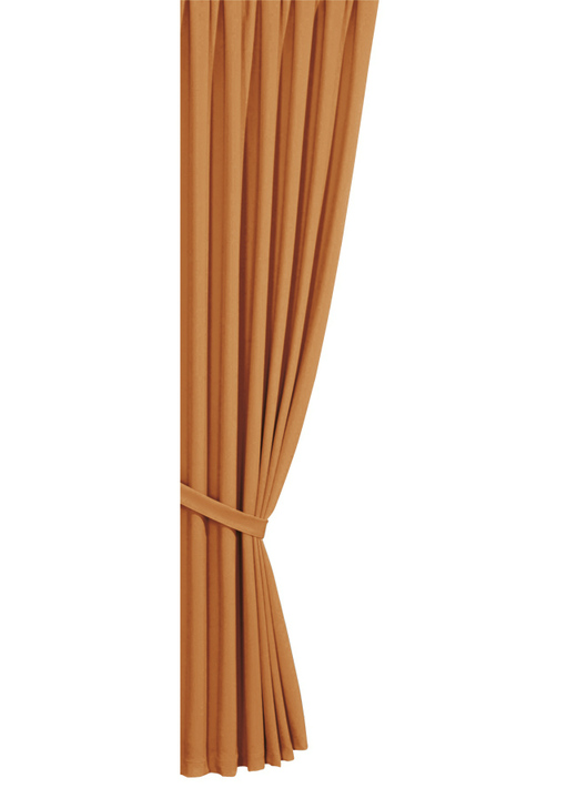 Klassisch - Verdunkelungs-Schals mit Universalschienenband, in Größe 119 (H150xB140 cm) bis 304 (2er-Pack Raffhalter, 80 cm), in Farbe TERRA Ansicht 1