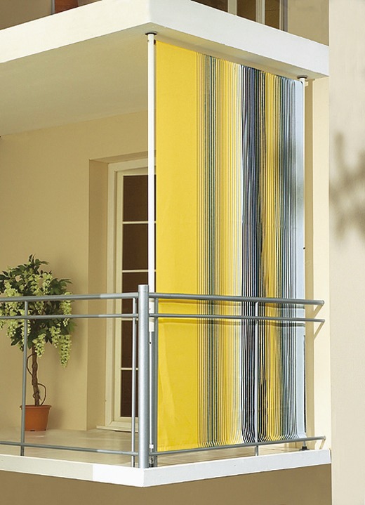 Sicht- & Sonnenschutz - Balkon-Seitensichtschutz, in Größe 120 (Breite 120 cm) bis 150 (Breite 150 cm), in Farbe GELB-GRAU Ansicht 1