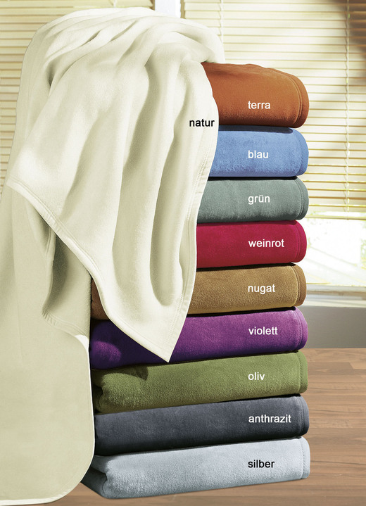 Decken - Hochwertige Schlafdecke, 2er-Set, mit Veloursband-Einfassung, von Borbo, in Farbe SILBER