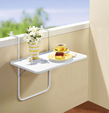 Balkon-Hängetisch mit Tischplatte aus Holz