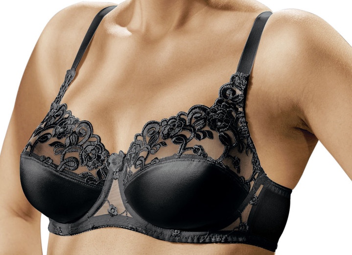 BH mit Formbügel - Naturana Zweierpack Bügel-BH mit Tüllstickerei im Vorderteil, in Größe 075 bis 105, in Cup B, in Farbe 1X WEISS, 1X SCHWARZ Ansicht 1
