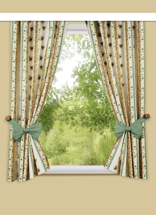 Klassisch - Einzelschal in Leinen-Optik mit Universalschienenband, in Größe 340 (H125xB 60 cm) bis 383 (H175xB132 cm), in Farbe NATUR-BUNT Ansicht 1