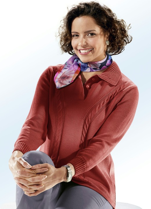 Basics - Pullover mit Schurwolle, in Größe 038 bis 052, in Farbe WEINROT