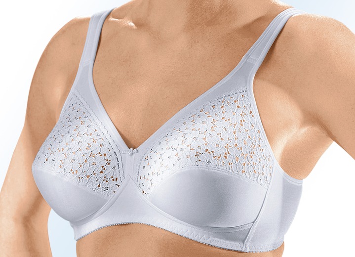 Damenmode - Speidel Zweierpack BH mit Spitzeneinsätzen in den Obercups, in Größe 080 bis 110, in Cup B, in Farbe 2X WEIß Ansicht 1
