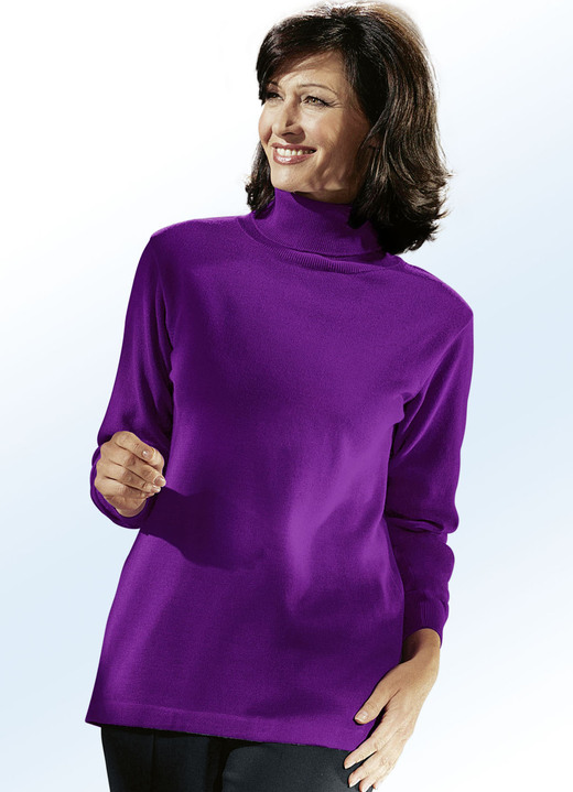 Langarm - Kombifreundlicher Pullover, in Größe 040 bis 060, in Farbe LILA Ansicht 1