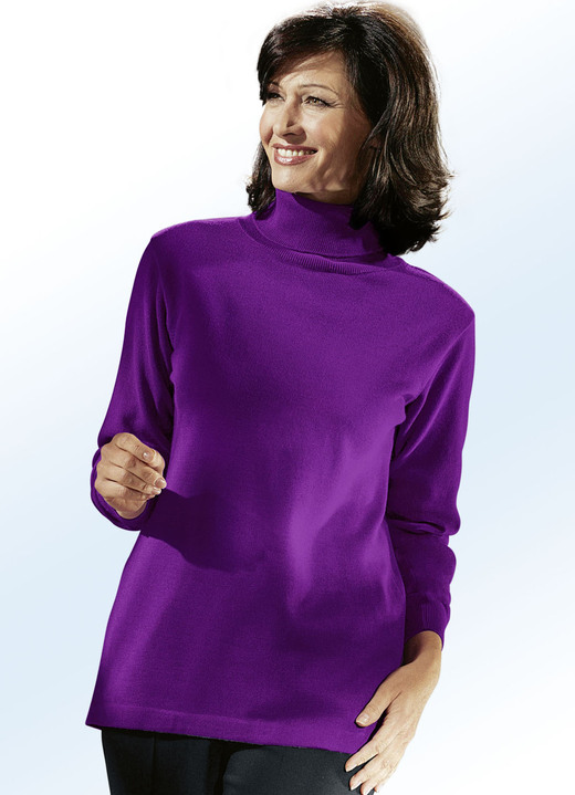 Langarm - Kombifreundlicher Pullover, in Größe 038 bis 060, in Farbe LILA Ansicht 1