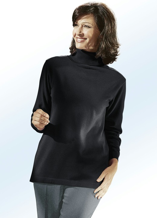 Langarm - Kombifreundlicher Pullover, in Größe 040 bis 060, in Farbe SCHWARZ Ansicht 1