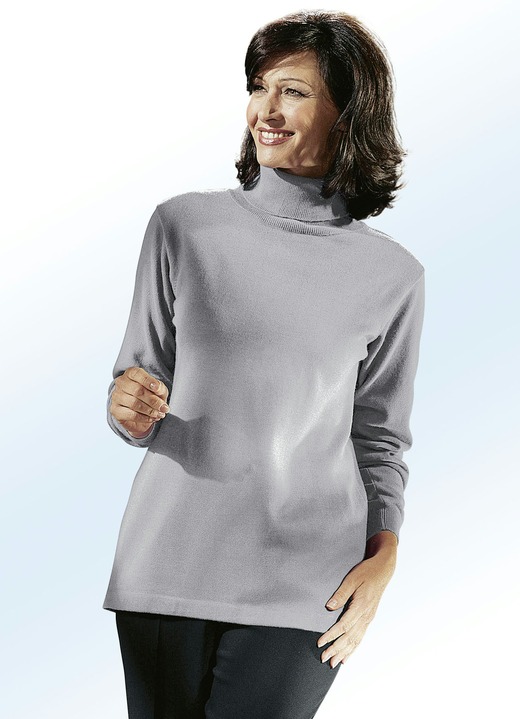 Langarm - Kombifreundlicher Pullover, in Größe 038 bis 060, in Farbe SILBERGRAU Ansicht 1
