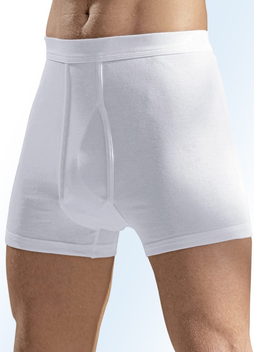 - Hermko Fünferpack Unterhosen aus Feinripp mit Eingriff, weiß, in Größe 005 bis 013, in Farbe WEISS