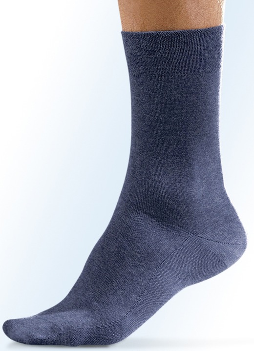- Sechserpack Socken mit Massagesohle, uni bunt, in Größe 001 (Schuhgrößen 39-41) bis 003 (Schuhgrößen 44-46), in Farbe 3X ANTHRAZIT MELIERT, 3X SCHWARZ Ansicht 1