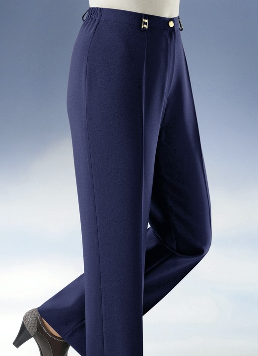 Hosen mit Knopf- und Reißverschluss - Hose mit weiterem Bundumfang in 9 Farben, in Größe 019 bis 245, in Farbe MARINE Ansicht 1