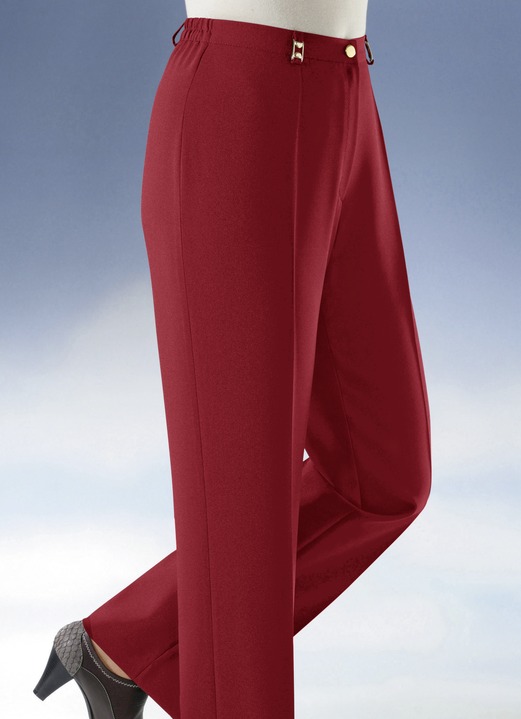 Hosen mit Knopf- und Reißverschluss - Hose mit weiterem Bundumfang in 9 Farben, in Größe 019 bis 245, in Farbe ROT Ansicht 1