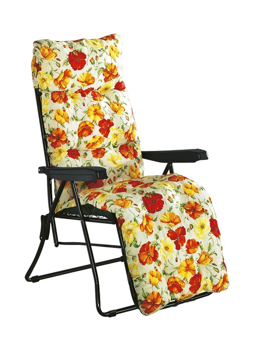 Gartenmöbel - Gartenmöbel mit lackiertem Stahlrohrgestell und Federbespannung, in Farbe ORANGE, in Ausführung Relax-Sessel mit Auflage Ansicht 1