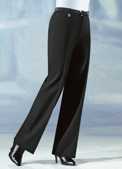 Hosen mit Knopf- und Reißverschluss - Hose in angesagter Marlene-Form, in Größe 019 bis 096, in Farbe SCHWARZ Ansicht 1