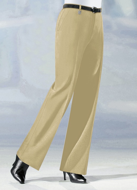 Hosen mit Knopf- und Reißverschluss - Hose in angesagter Marlene-Form, in Größe 019 bis 096, in Farbe CAMEL Ansicht 1