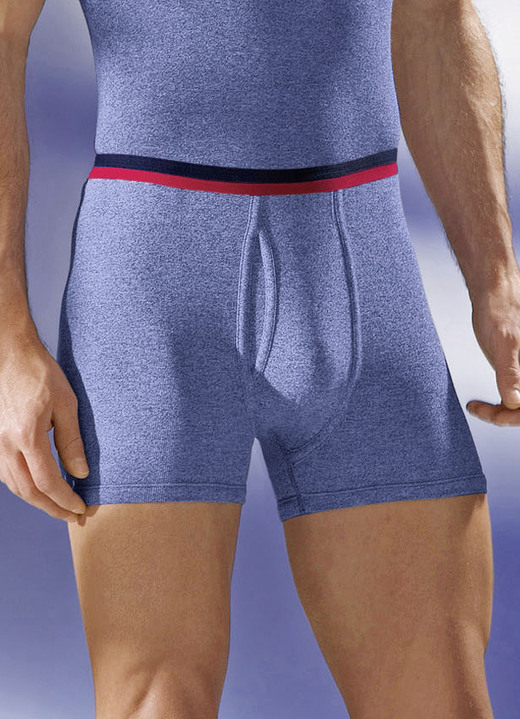 Slips & Unterhosen - Permatherm, Zweierpack Unterhosen, kurz, Winterwäsche, in Größe 004 bis 009, in Farbe 1X JEANSBLAU MELIERT, 1X ANTHRAZIT MELIERT Ansicht 1