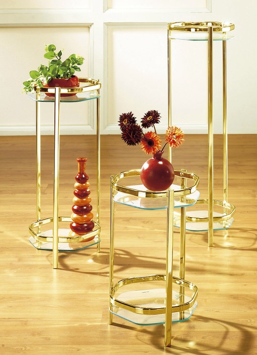 Klassische Möbel - Edle Blumensäule aus messingfarbenem Stahlrohr, in Farbe MESSING Ansicht 1