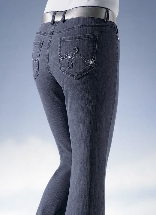 Jeans - Jeans verziert mit funkelnden Strasssteinen, in Größe 018 bis 088, in Farbe DUNKELBLAU Ansicht 1