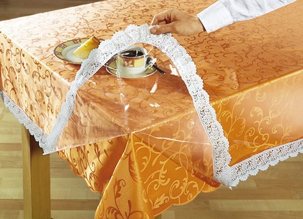 Fleckenschutz Schontischdecke mit Spitzenborte
