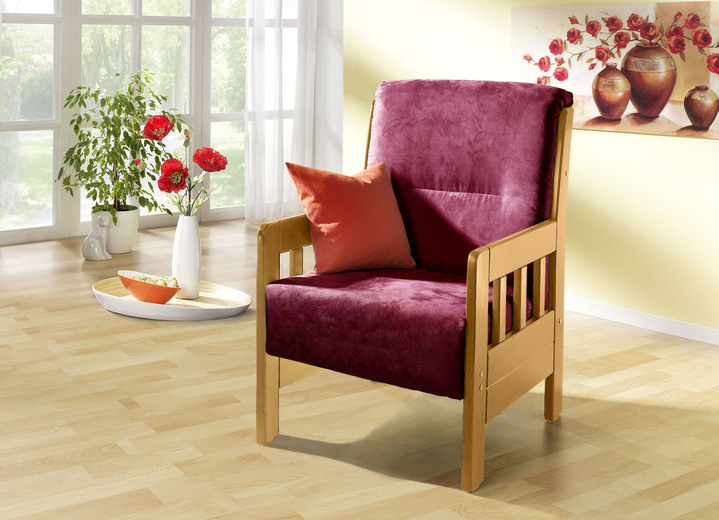 Sessel - Sessel aus massiver Kiefer, in Farbe BORDEAUX, in Ausführung Sessel Ansicht 1